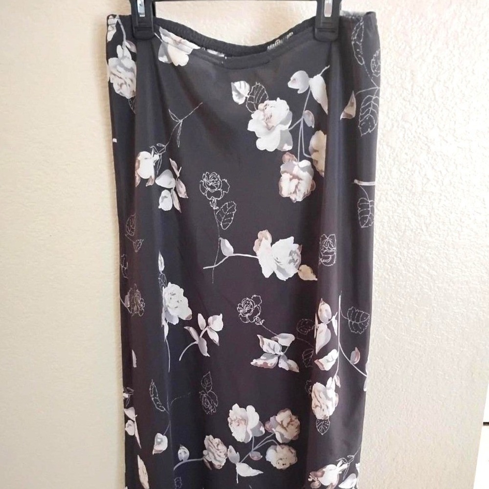 Vintage 90s Necessary Objects Black‎ Floral Maxi Skirt L Authentic vintage